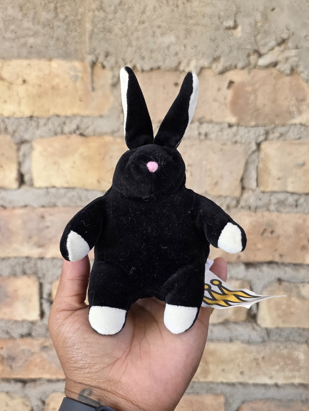 Vintage Manhattan Toy "Pudgie Bunny" Black & White Rabbit Plush